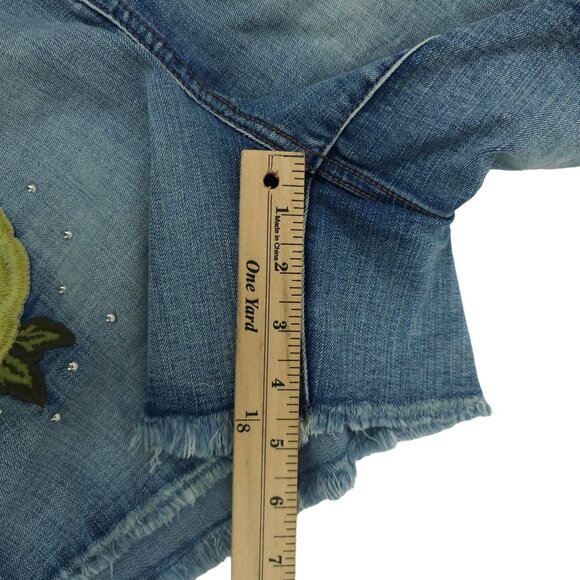 William Rast Floral Embroidered Studded High Rise Denim Shorts Womens 18W NEW - Picture 6 of 16